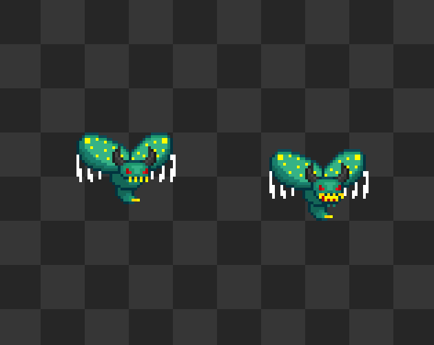 5种颜色的像素迷你蜂王BOSS动画素材