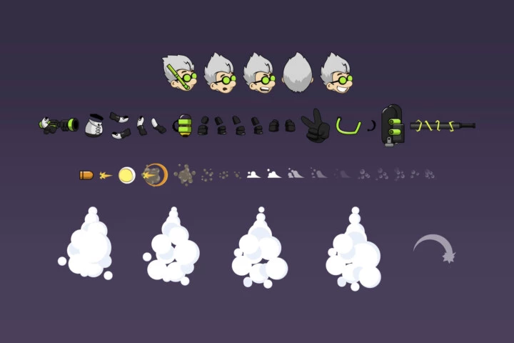 一个Q版卡通矢量2D疯狂科学家角色动画素材