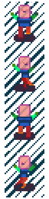 免费的四向行走像素游戏动画角色原型素材