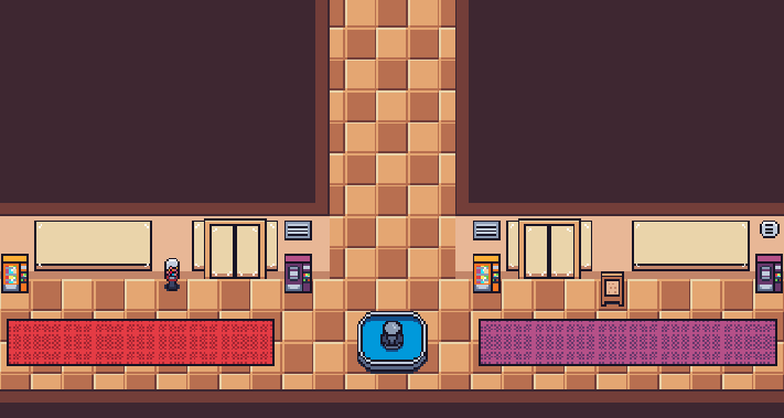 一组自上而下的像素商场内部主题资产素材