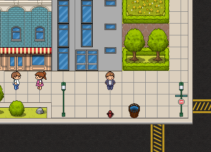 免费的像素现代房屋内部人物、家具和装饰素材