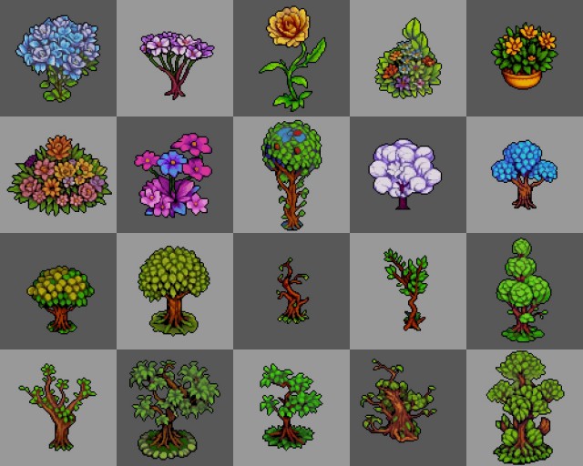 20个AI辅助生成的像素树木素材2