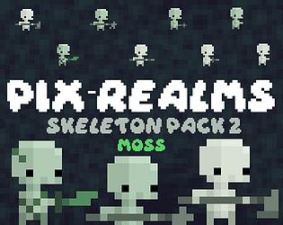 8个免费的静态像素长满苔藓的亡灵骷髅素材