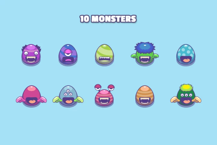 精彩刺激的矢量卡通2D射击游戏资产素材