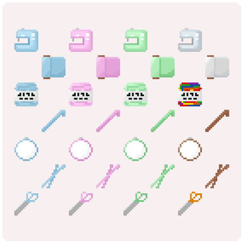 一组精巧的16*16像素缝纫相关图标素材