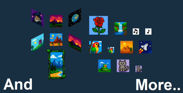 一组等距的像素装饰框架壁画素材