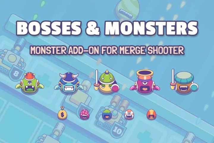 10个自上而下的卡通矢量2D融合射击游戏怪物动画素材