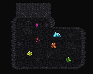 简单的像素洞穴水晶和石头素材