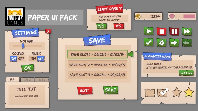 精美的2D游戏Paper UI资产素材