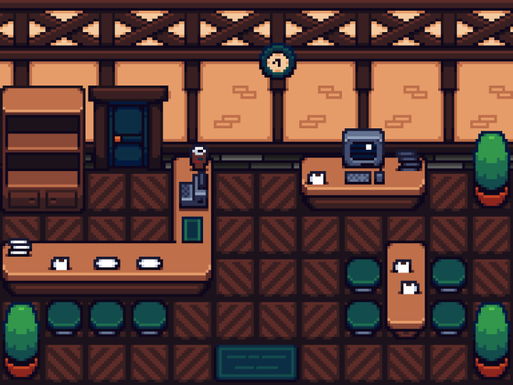 50+的像素咖啡厅瓷砖和资产素材