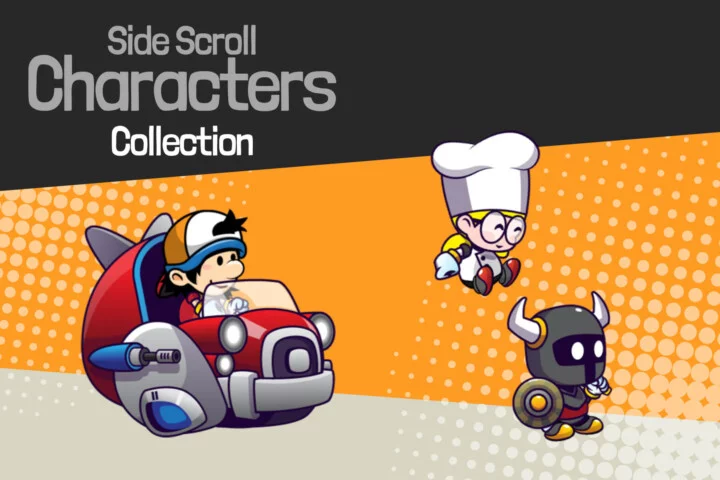 3个精美的横向卷轴Q版卡通2D人物动画素材