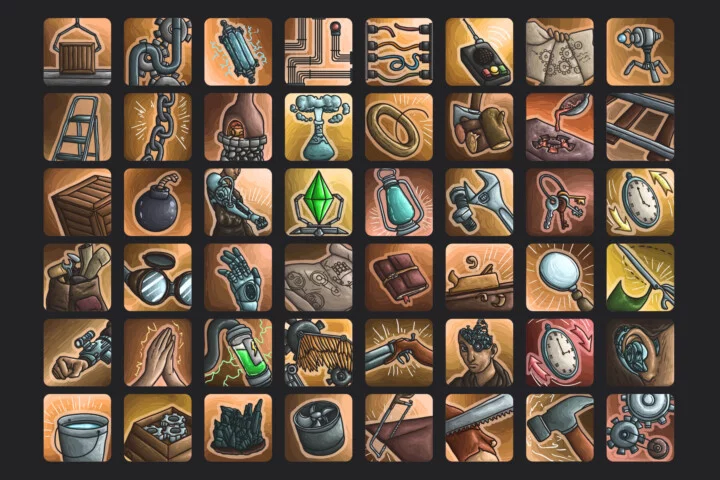 48个高品质的矢量2D工程技能图标素材