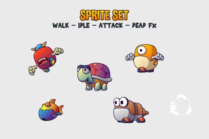 5个可爱的矢量卡通2D怪物动画素材V15