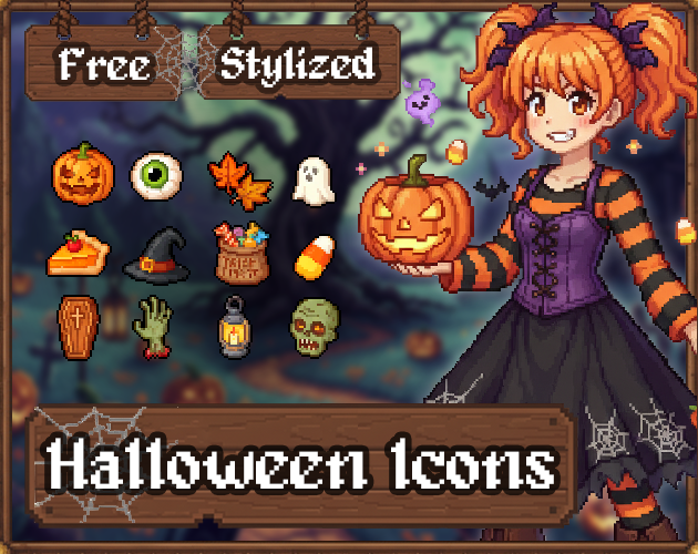 20+的独特免费像素万圣节图标素材