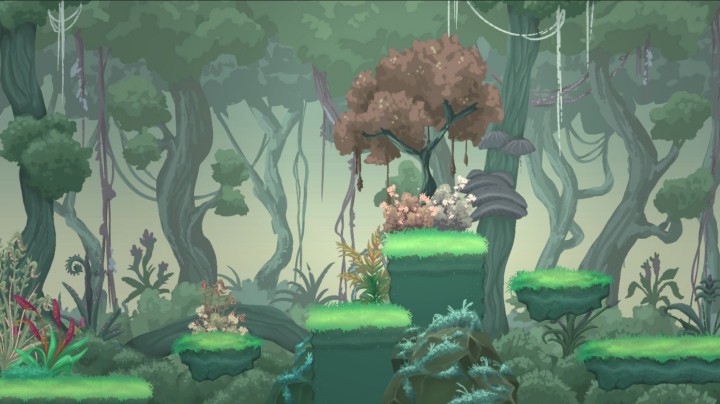 视差效果的手绘2D外星森林环境背景图片素材