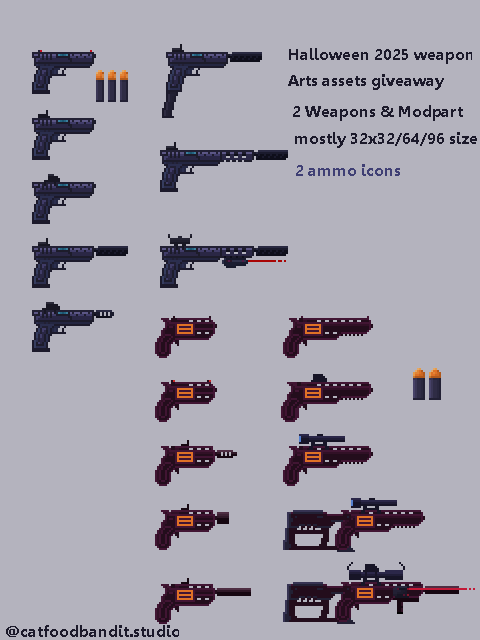 免费的2025万圣节像素武器枪械和改装件赠品素材
