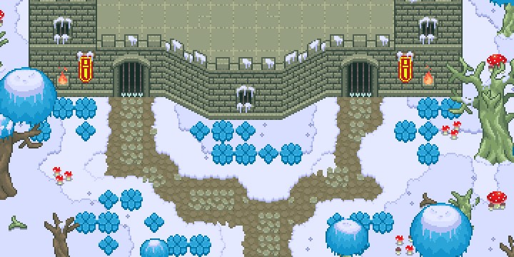 16*16的季节性像素农场游戏要塞堡垒图块集资产素材