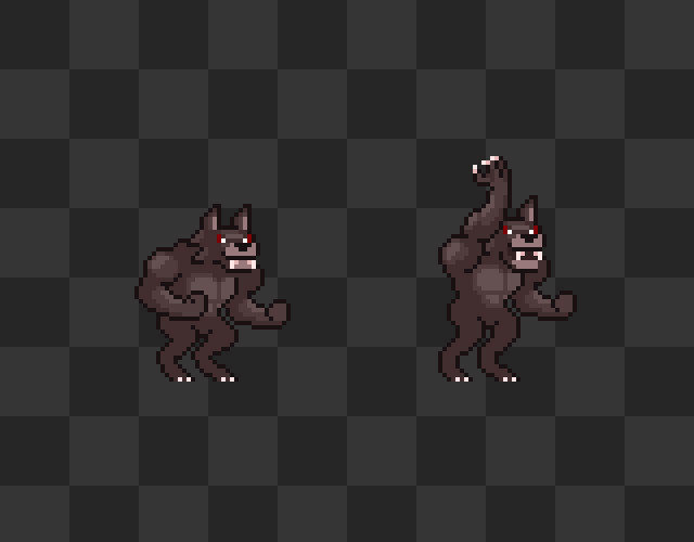 精美的横版像素狼人小BOSS头目动画素材