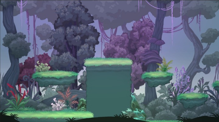 视差效果的手绘2D外星森林环境背景图片素材