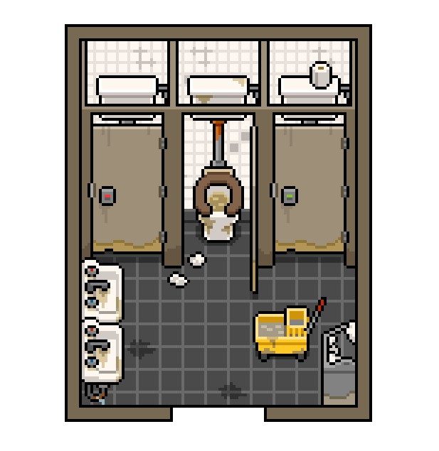 32*32自上而下的像素公共卫生间和浴室家具资产素材