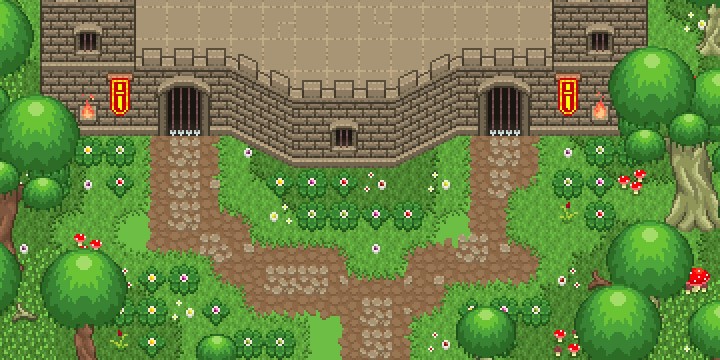 16*16的季节性像素农场游戏要塞堡垒图块集资产素材