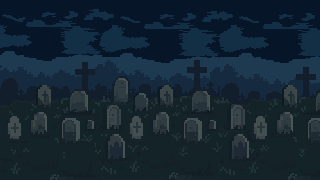 令人难忘的视差效果像素艺术墓地背景图片素材