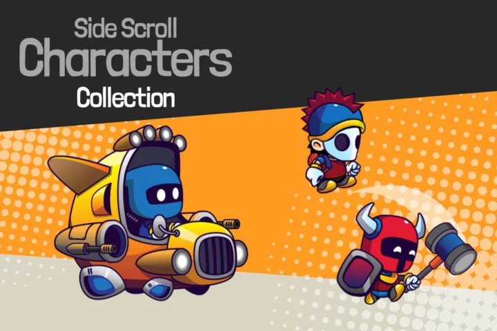 3个可爱的矢量卡通2D平台游戏动画角色素材