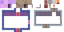 两种颜色变体的16*16免费像素地牢图块集素材