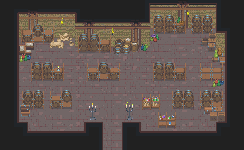 史诗级的像素RPG游戏村庄内部装饰素材