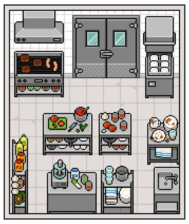 32*32自上而下的专业像素厨房套装素材
