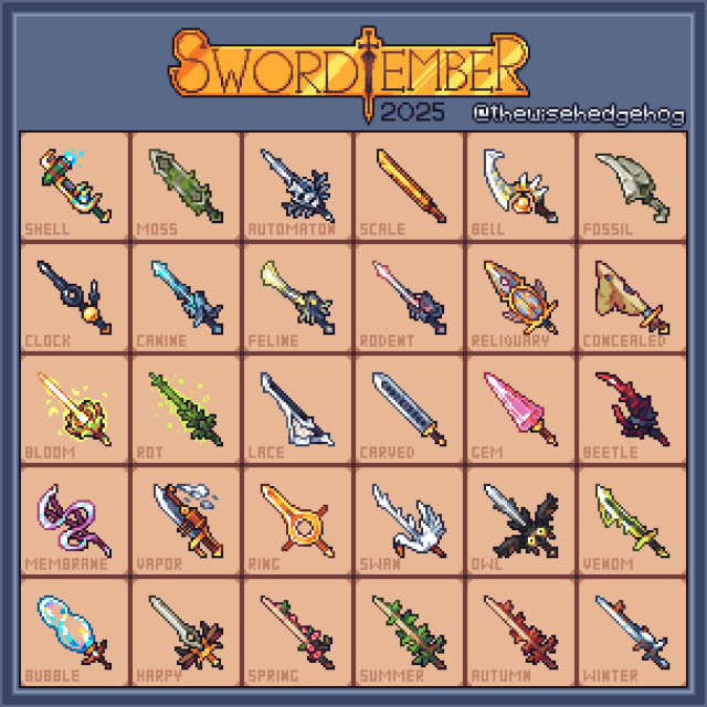 30个像素武器剑图标素材