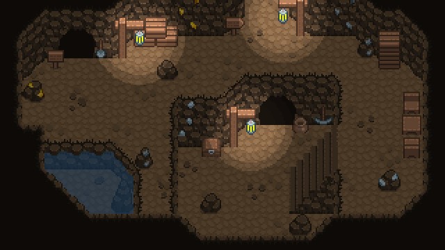 16*16的自上而下像素艺术废弃的矿井瓷砖素材