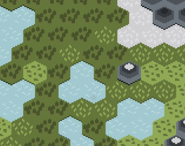 一组免费的像素六边形瓷砖素材