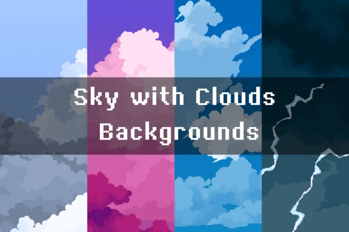 4个精美的无缝视差效果像素天空和云彩背景图片素材