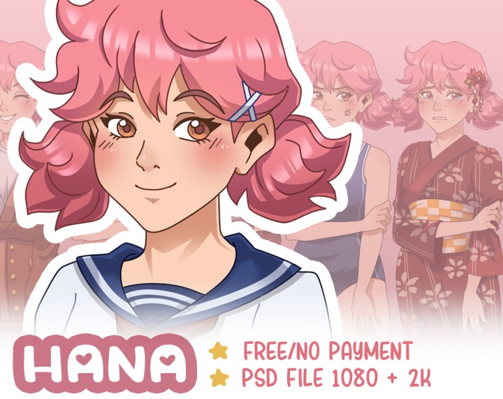 免费的可爱女孩视觉小说角色素材