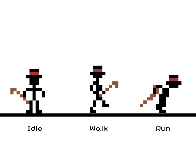 优雅的免费像素火柴人绅士角色动画素材