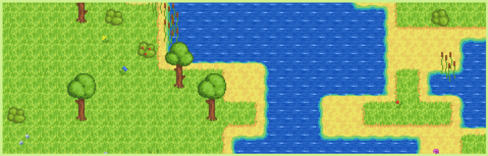 简单的自上而下像素大自然瓷砖和物品素材