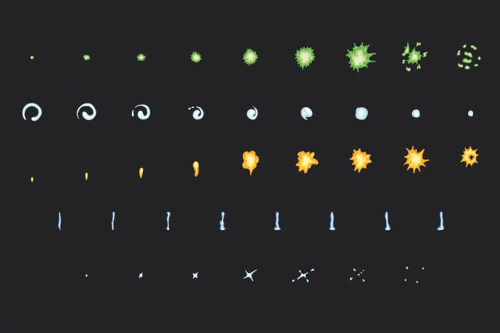 10个卡通矢量2D魔法技能动画特效素材