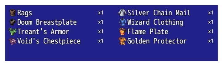 144个精美的像素RPG游戏盔甲和胸甲图标素材