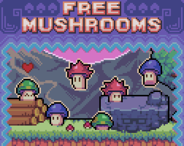 3个完全免费的32*32像素蘑菇敌人动画素材