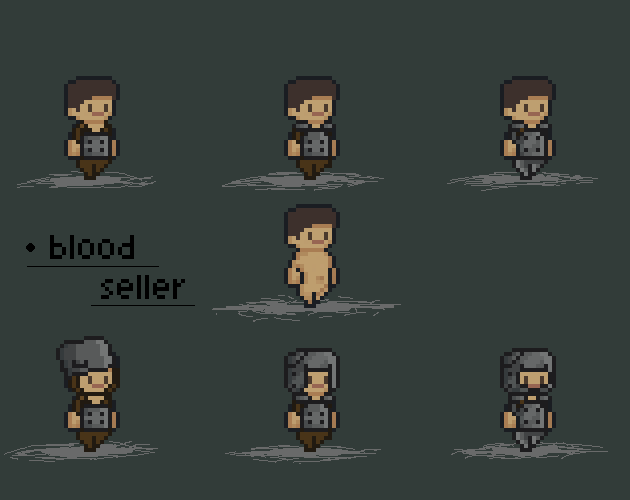 一組像素射击游戏的动画幸存者角色NPC素材