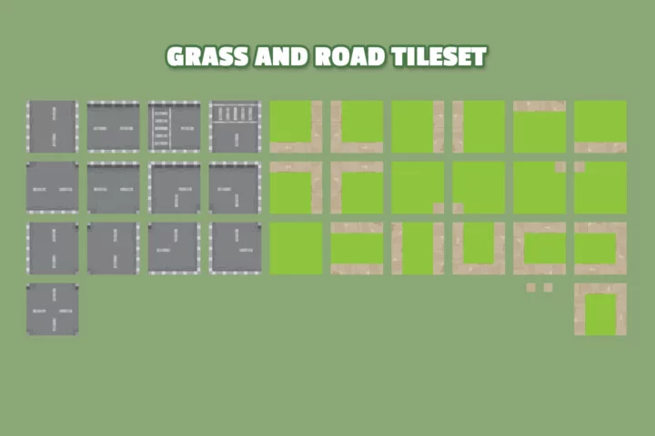 自上而下的矢量2D卡通社区塔防资产素材