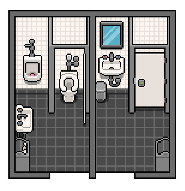 32*32自上而下的像素公共卫生间和浴室家具资产素材