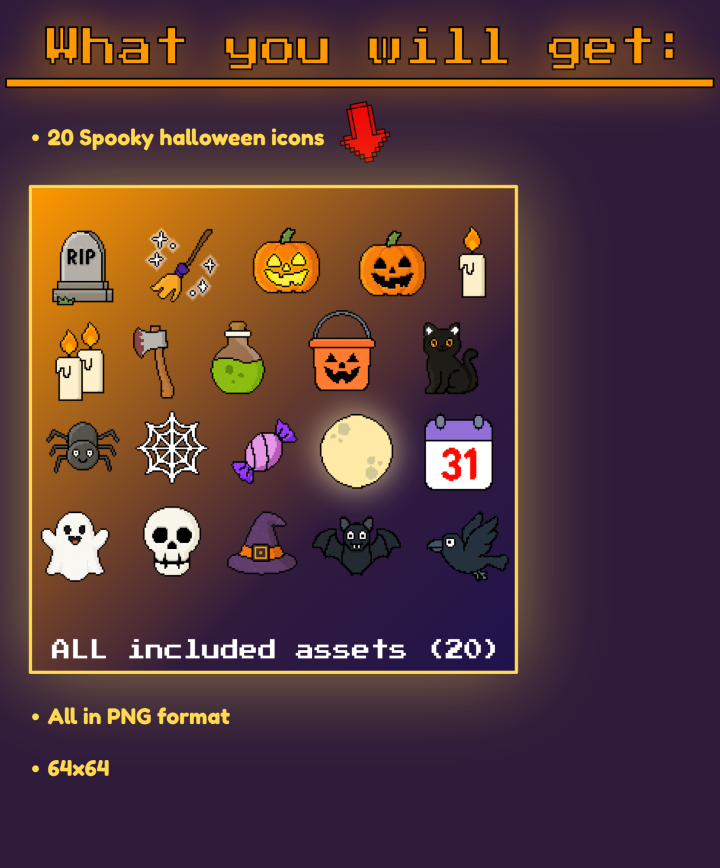 20个免费的像素化万圣节图标素材