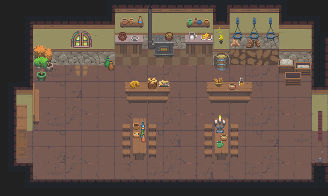 史诗级的像素RPG游戏村庄内部装饰素材