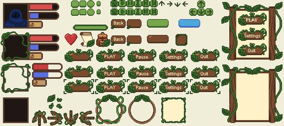 免费的大自然主题像素UI资产素材