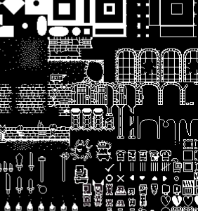 16*16的1bit黑白像素地牢瓷砖素材