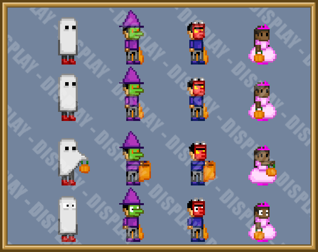 4个可爱的像素万圣节讨糖小人动画素材