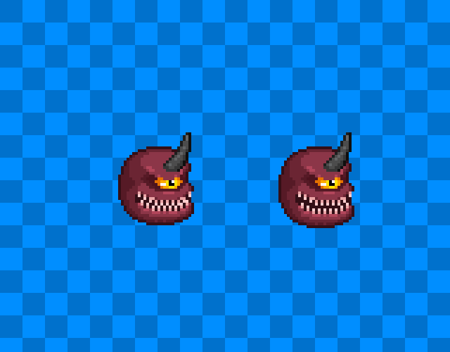 5种颜色的横版像素迷你臼齿兽BOSS动画素材