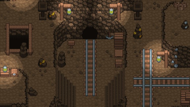 16*16的自上而下像素艺术废弃的矿井瓷砖素材